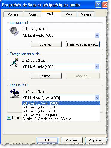 Configuration MIDI